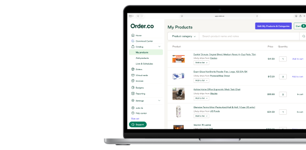 Laptop with procurement software on screen