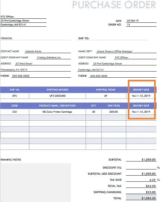 this is an example of a planned purchase order, highlighting planned details