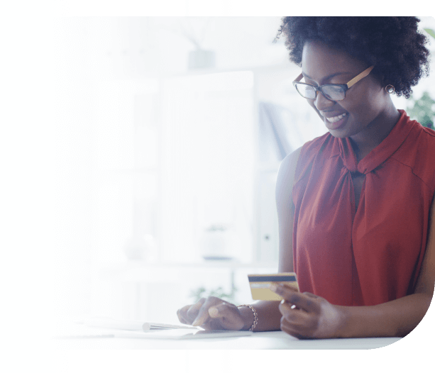 woman looking at company procurement card