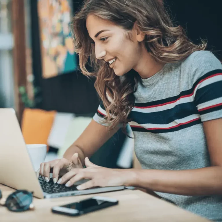 Young woman working with a laptop