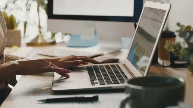 Manager downloading a template to submit an RFP