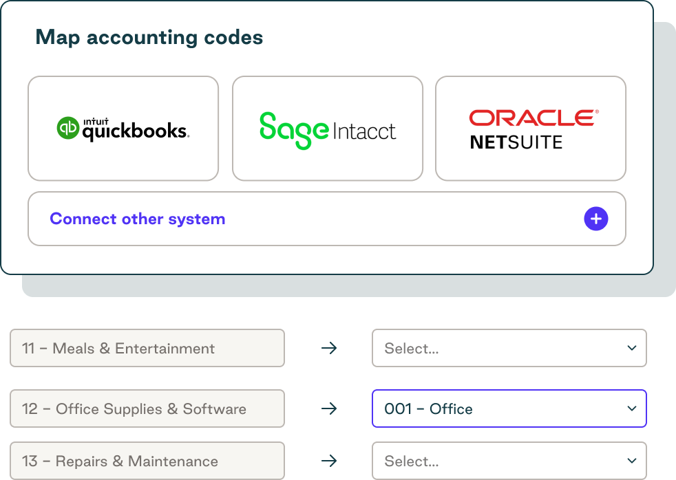 Mapping expense codes for vendor automation software accounting integrations