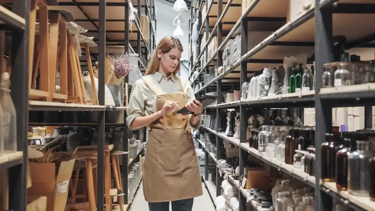 retail manager checking stockroom