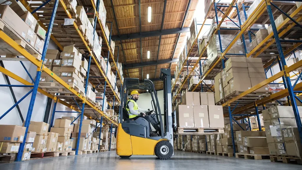 forklift in warehouse