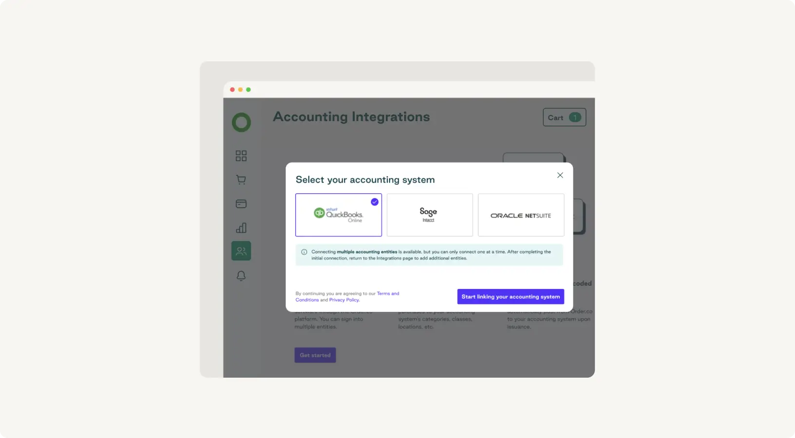 Setting up an accounting integration with Order.co’s virtual cards