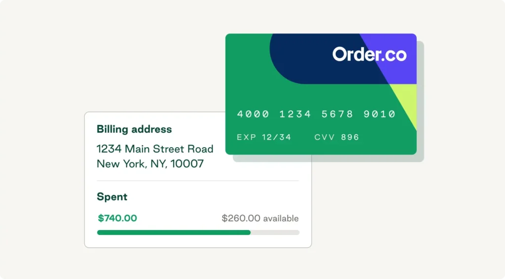 P-card with spend limits and billing address