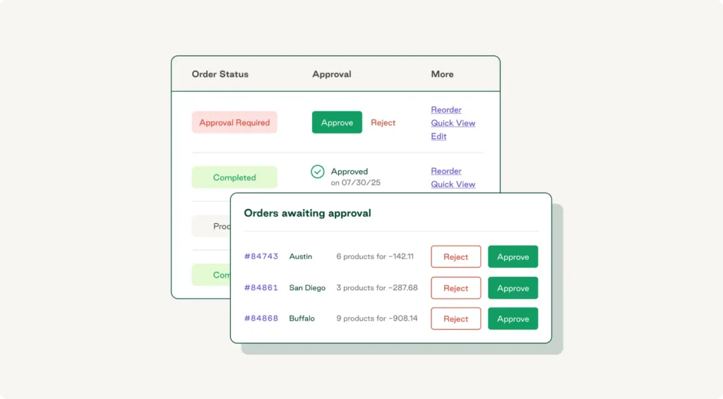Automated approval workflows and notifications using Order.co 