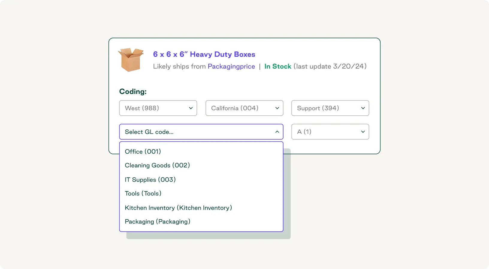 Coding expenses using procurement software