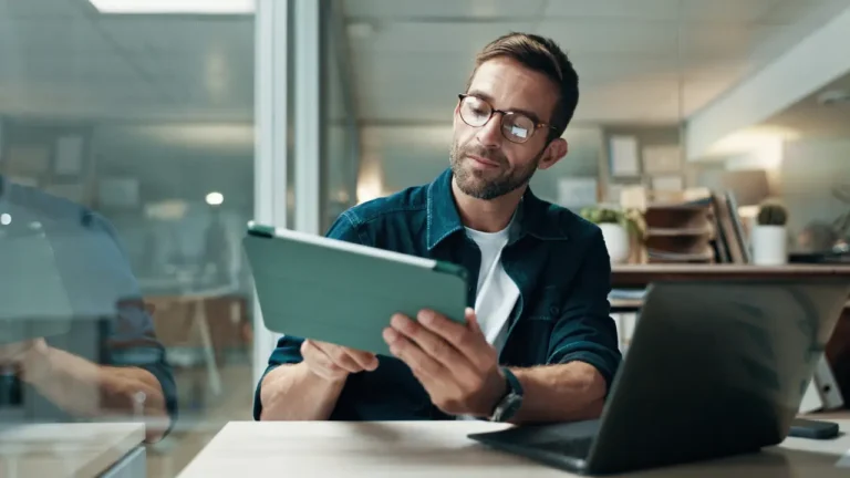 Professional researching automated office supply reordering